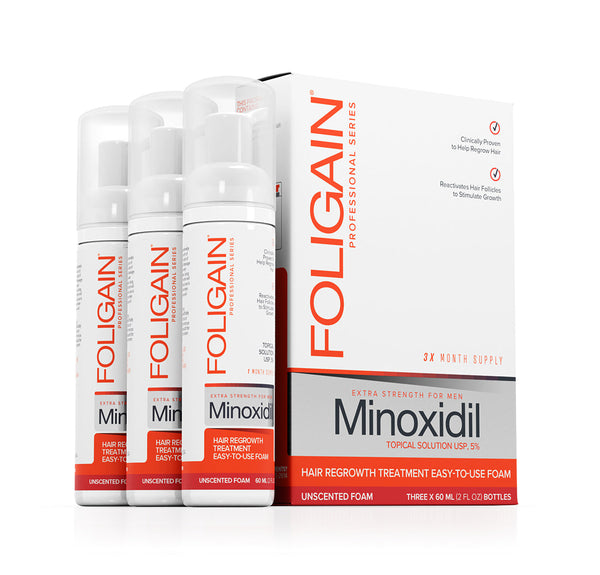 FOLIGAIN Minoxidil 5% Hair Regrowth Foam For Men 3 Month Supply - FOLIGAIN NEW ZEALAND