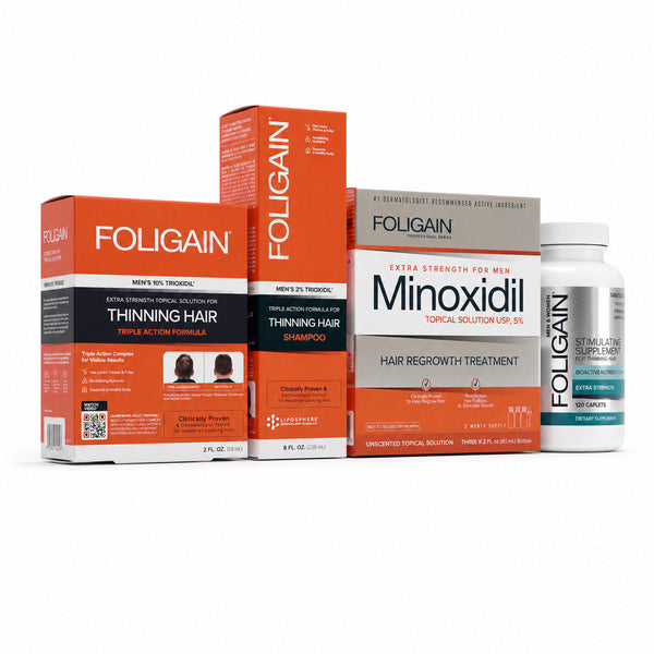 FOLIGAIN® Men's Hair Regrowth Kit with TRIOXIDIL® 10% and Minoxidil 5%