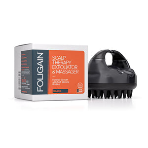 FOLIGAIN Scalp Therapy Exfoliator & Massager in Black - FOLIGAIN NEW ZEALAND