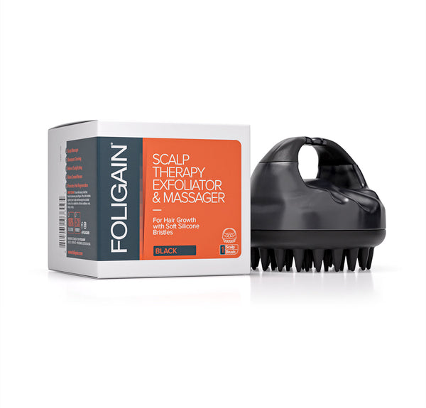 FOLIGAIN Scalp Therapy Exfoliator & Massager in Black - FOLIGAIN NEW ZEALAND