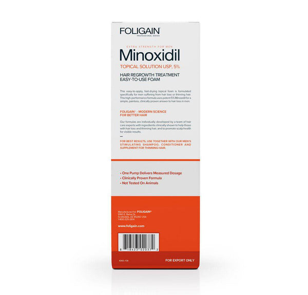 FOLIGAIN Minoxidil 5% Hair Regrowth Foam For Men 6 Month Supply - FOLIGAIN NEW ZEALAND