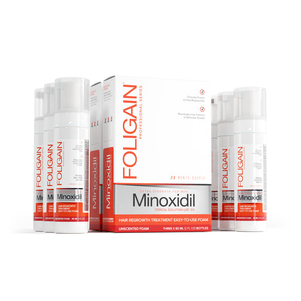 FOLIGAIN® Minoxidil 5% Hair Regrowth Foam For Men 6 Month Supply