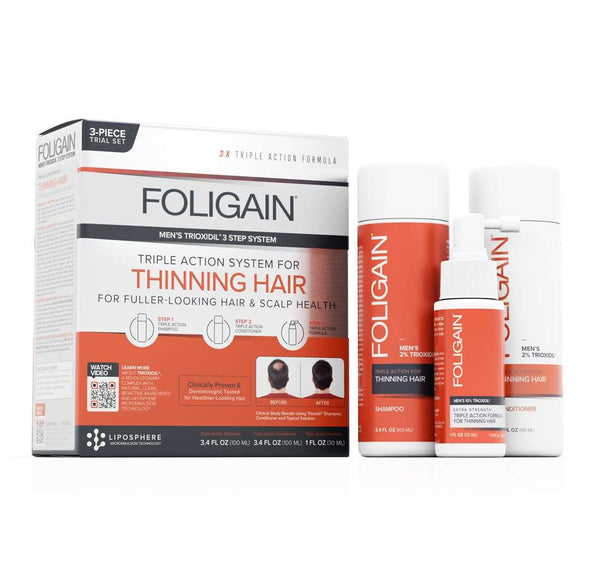FOLIGAIN Triple Action Hair Care System For Men 3 Piece Trial Set - FOLIGAIN NEW ZEALAND