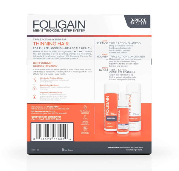 FOLIGAIN Triple Action Hair Care System For Men 3 Piece Trial Set - FOLIGAIN NEW ZEALAND
