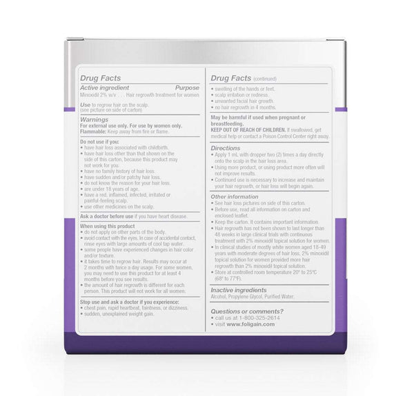 FOLIGAIN Minoxidil 2% Hair Regrowth Treatment For Women 6 Month Supply